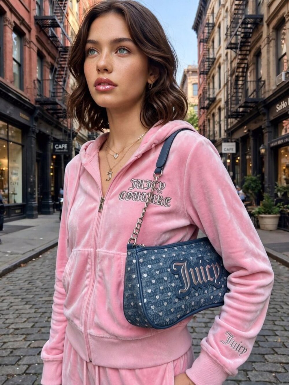 Juicy couture poker face  shoulder bag  Color Blue Denim / Silver